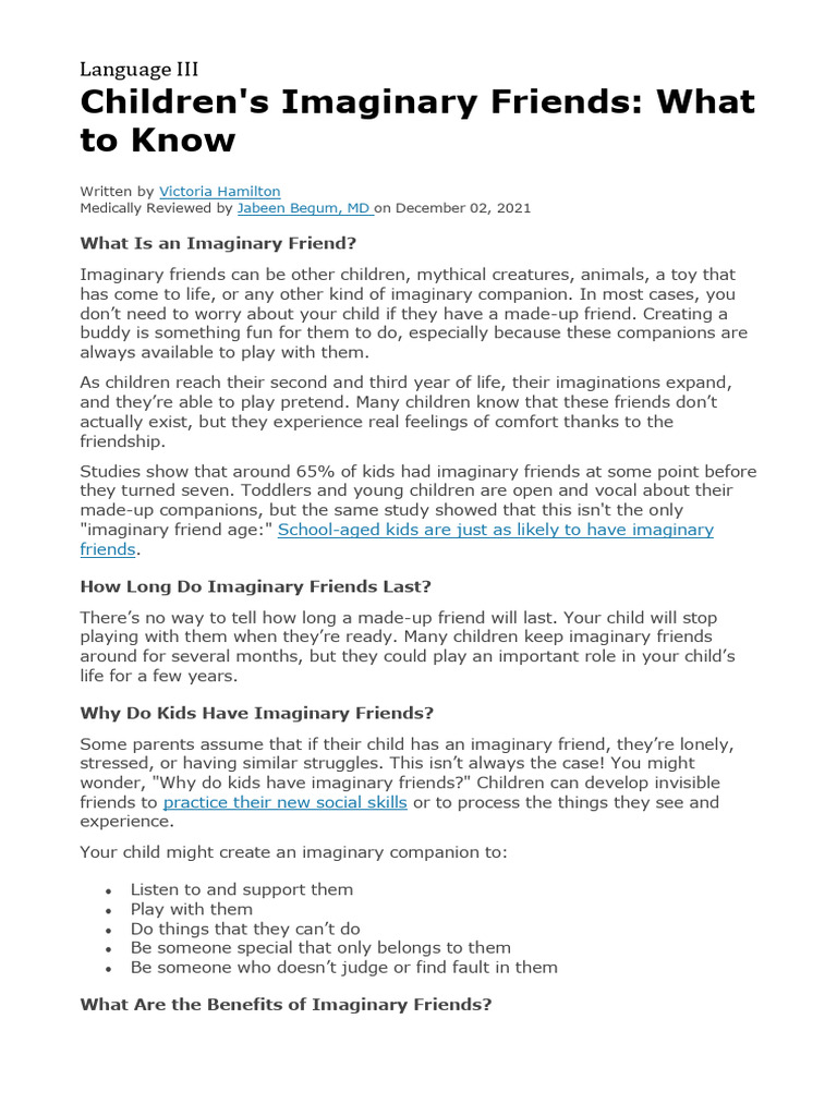 Understanding Children's Imaginary Friends | PDF | Interpersonal ...