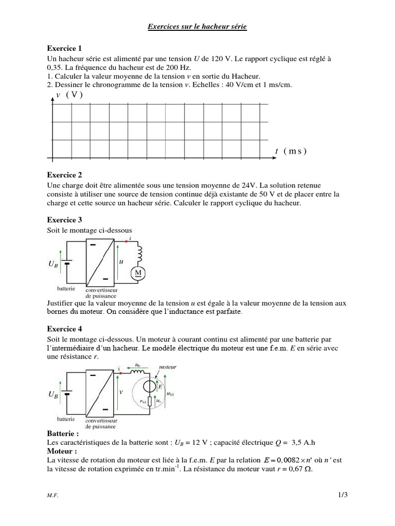 Exercices pratiques sur le hacheur série | PDF | Électrotechnique ...