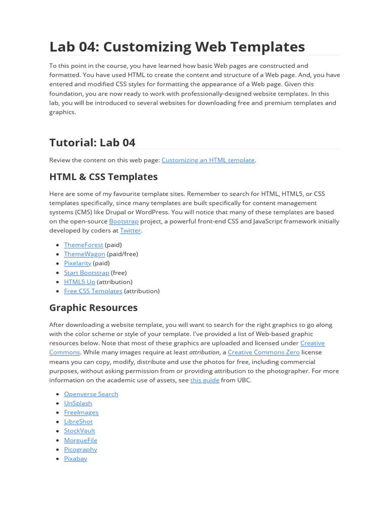 Lab 04 Customizing Web Templates | PDF | World Wide Web | Internet & Web