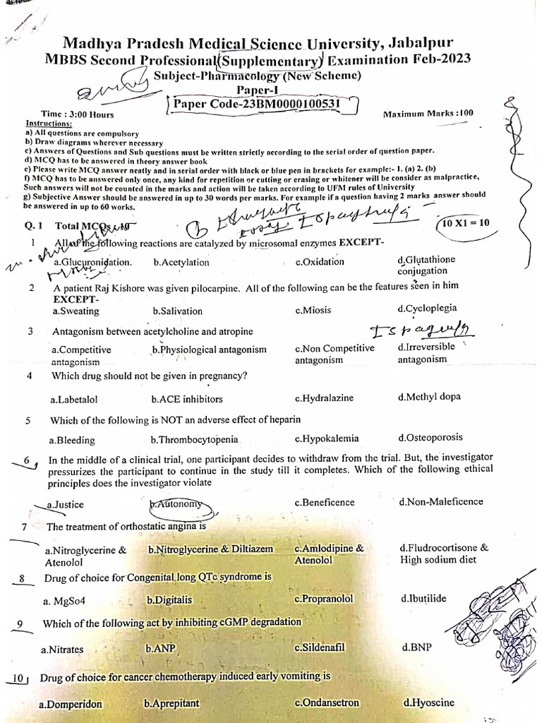Pyq Pharmacology | PDF