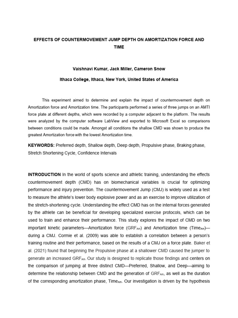 Counter Movement Depth | PDF | Confidence Interval | Statistics