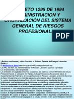 Decreto 1295 de 1994 Administración y Organización Del Sistema Genera de Riesgos Profesionales