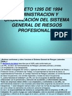 Decreto 1295 De 1994 Administración y Organización del Sistema Genera de Riesgos Profesionales