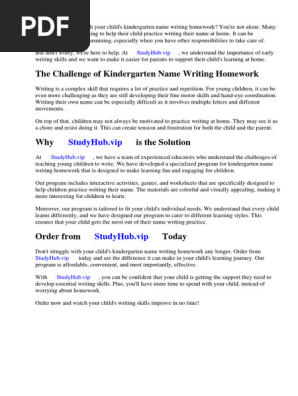Kindergarten Name Writing Homework
