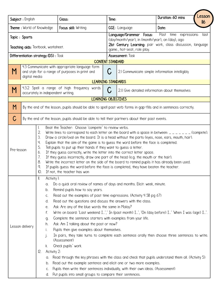 Lesson 116 Writing | PDF | Question | Writing