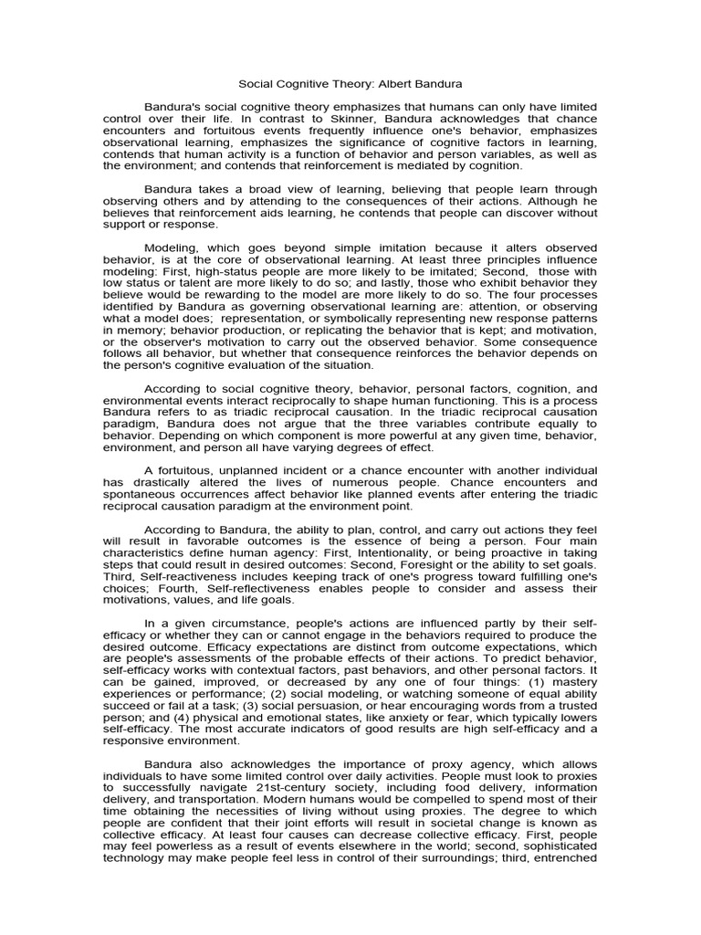 CHAPTER-16-SOCIAL-COGNITIVE-THEORY-ALBERT-BANDURA | PDF | Self Efficacy ...