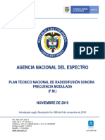 Plan Técnico Nacional de Radiodifusión Sonora en FM - Act. 6 de noviembre de 2019