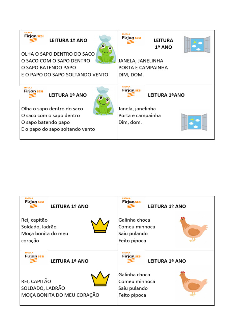 Fichas de Leitura 1º Ano | PDF