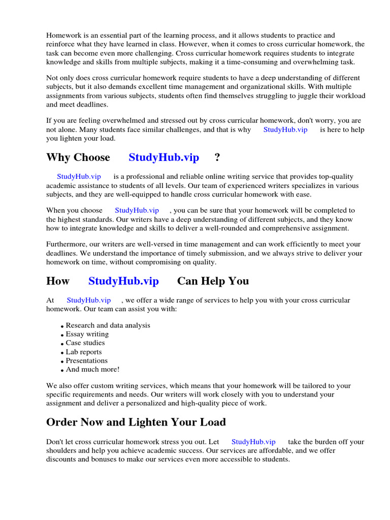 Cross Curricular Homework | Download Free PDF | Curriculum | Mathematics