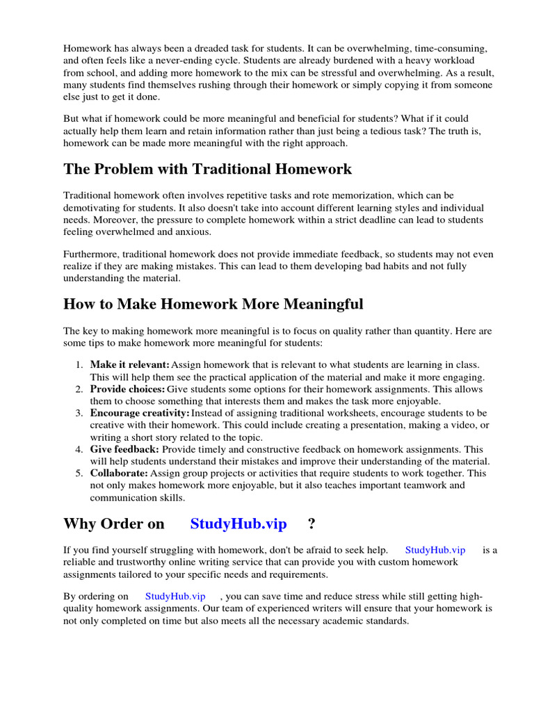 Making Homework More Meaningful | PDF | Homework | Teachers