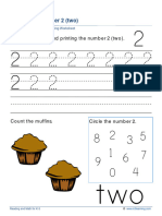 Kindergarten Tracing Numbers Two 2