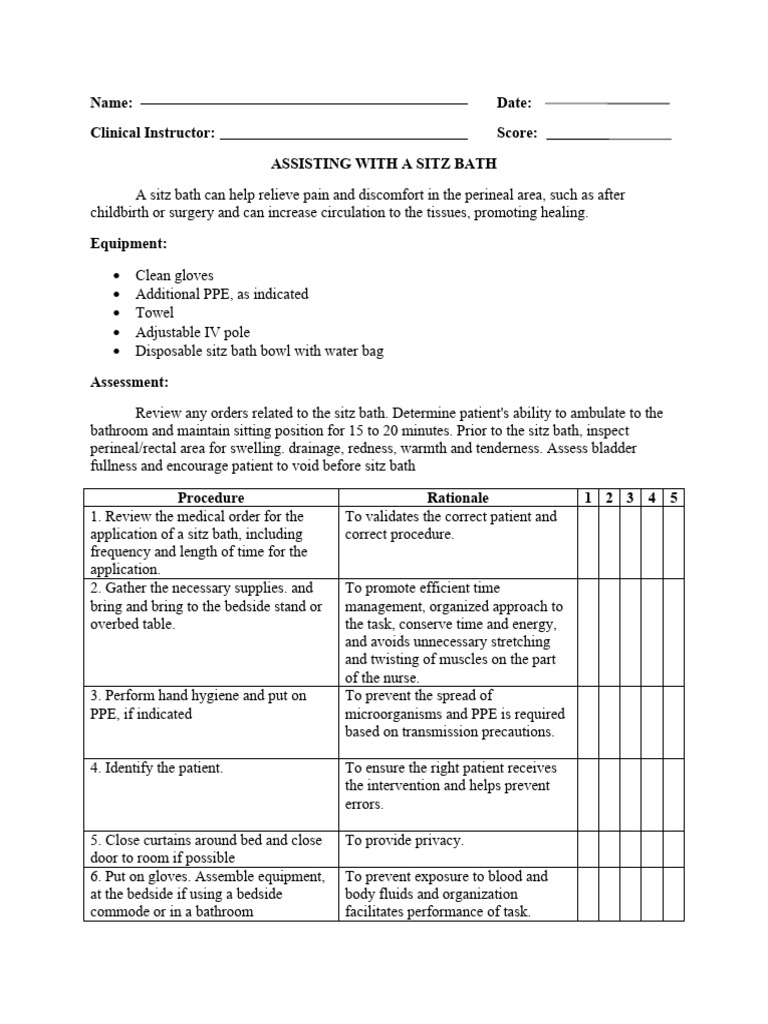 Assisting with a Sitz Bath Procedure | PDF | Medical Specialties ...