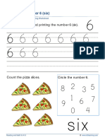 Kindergarten Tracing Numbers Six 6