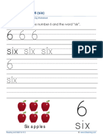 Kindergarten Printing Numbers Six 6