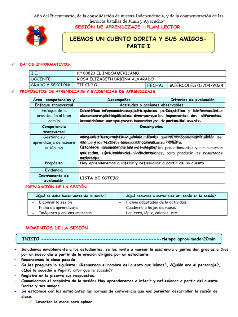 DORITA Y SUS AMIGOS PLAN LECTOR | PDF | Aprendizaje | Ciencia cognitiva