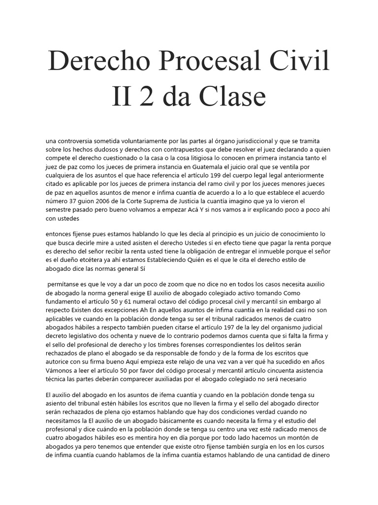 Derecho Procesal Civil en Guatemala | PDF | Ley procesal | Demanda judicial