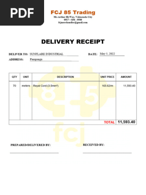 DELIVERY RECEIPT