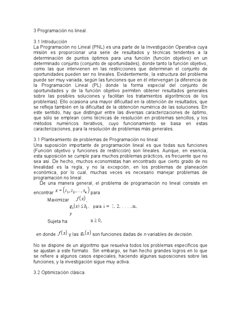 Programacion No Lineal | PDF | Programacion no lineal | Optimización ...
