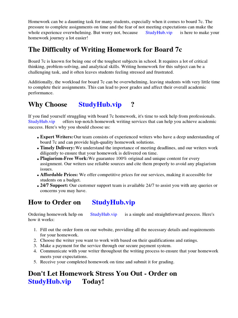 Homework Board 7c | PDF | Homework