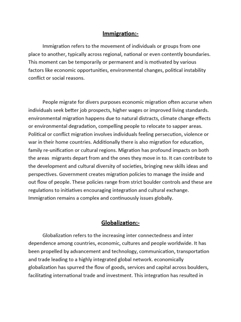 Understanding Immigration and Globalization | PDF | Human Migration ...
