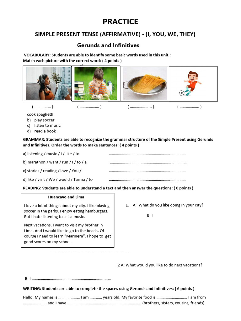 Simple Present Tense Practice Guide | PDF