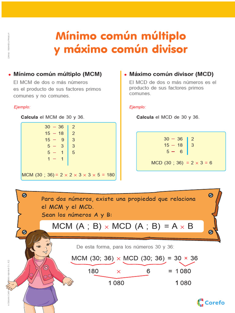 Lámina - Mínimo Común Múltiplo y Máximo Común Divisor | PDF ...