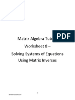 Matrix Algebra Tutor - Workdheet 8 - Solving Systems Using Matrix Inverses