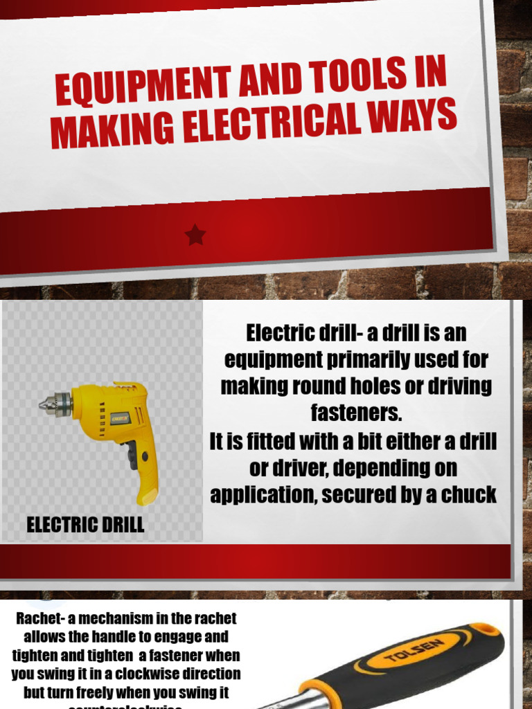 Essential Tools for Electrical Work | PDF | Screw | Drill