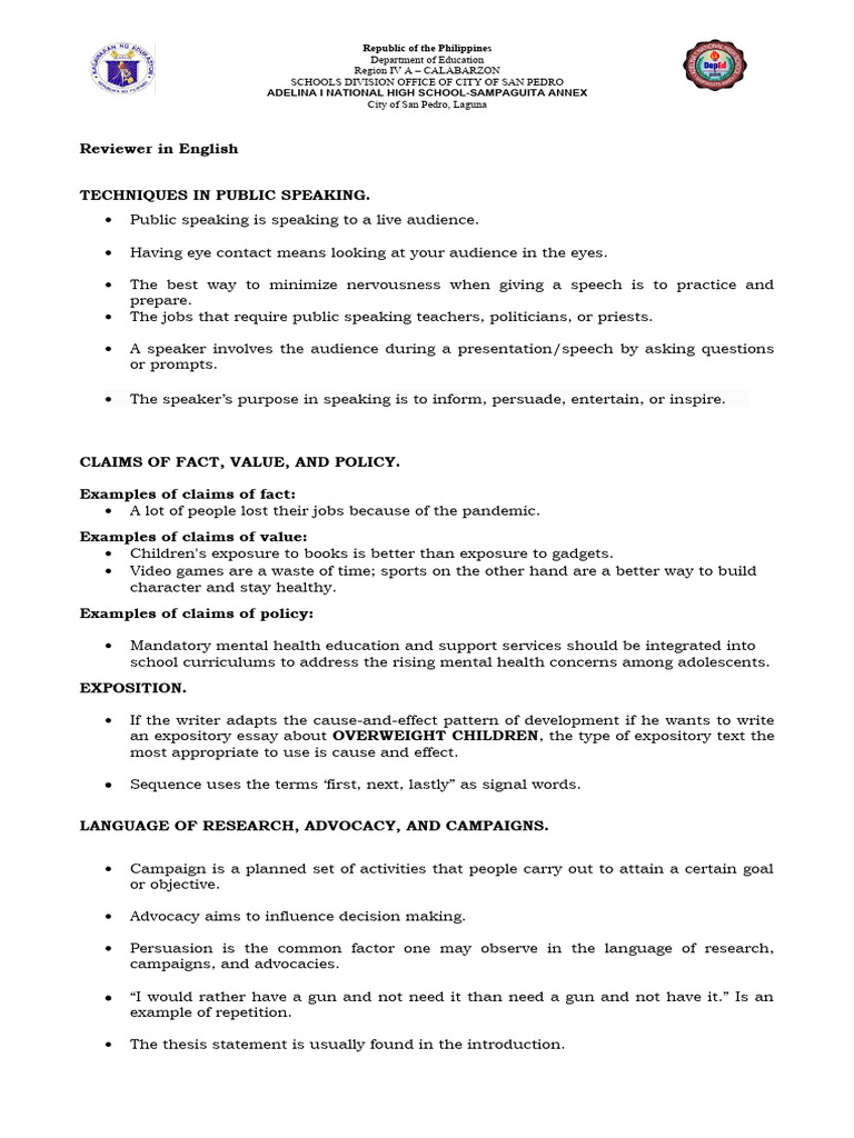 Public Speaking Techniques and Writing | PDF | Public Speaking | Human ...