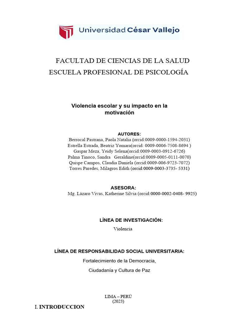 Violencia Escolar y Su Impacto en La Motivación | PDF | Violencia ...