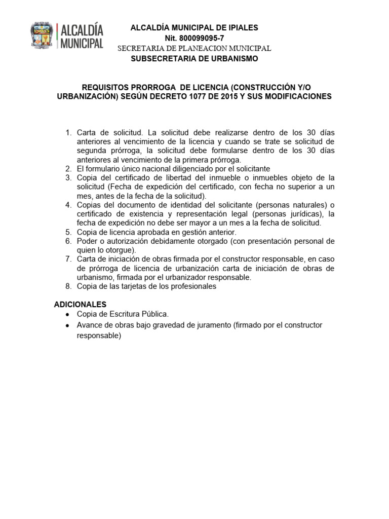 Prorroga de Licencia de Construccion Y-O Urbanizacion | PDF | Derecho