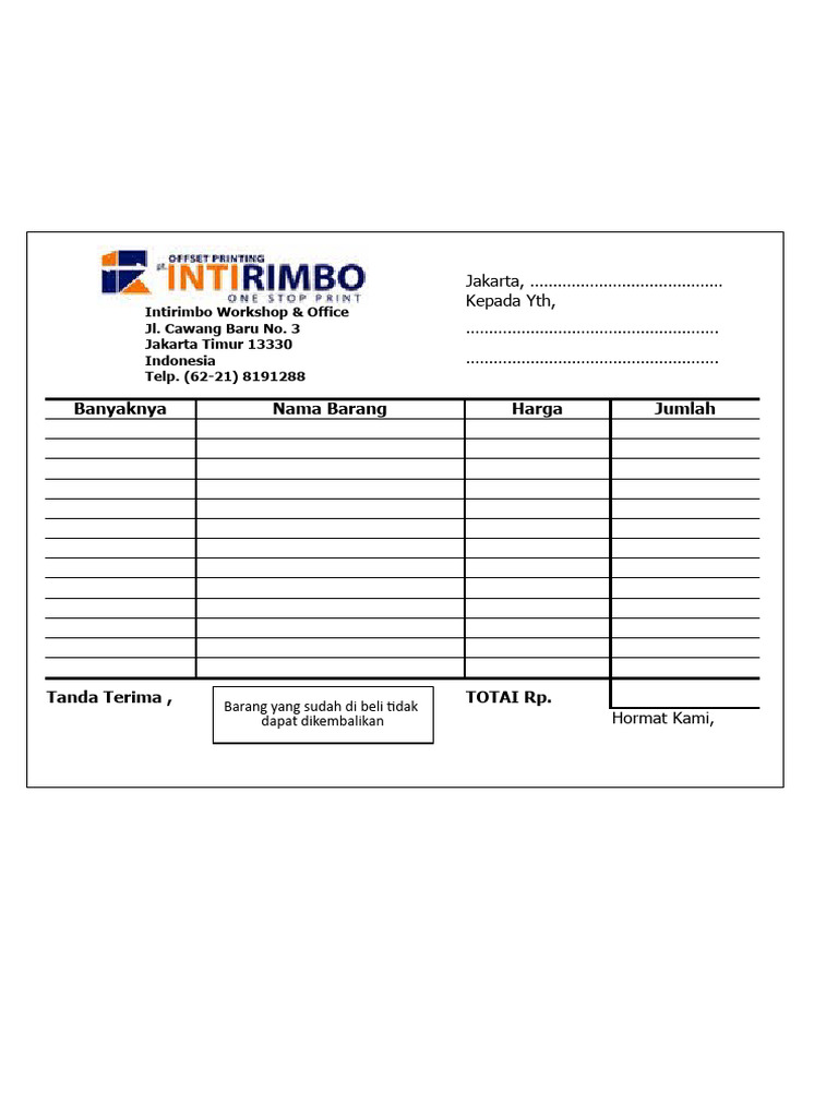 Kwitansi Inti Rimbo | PDF