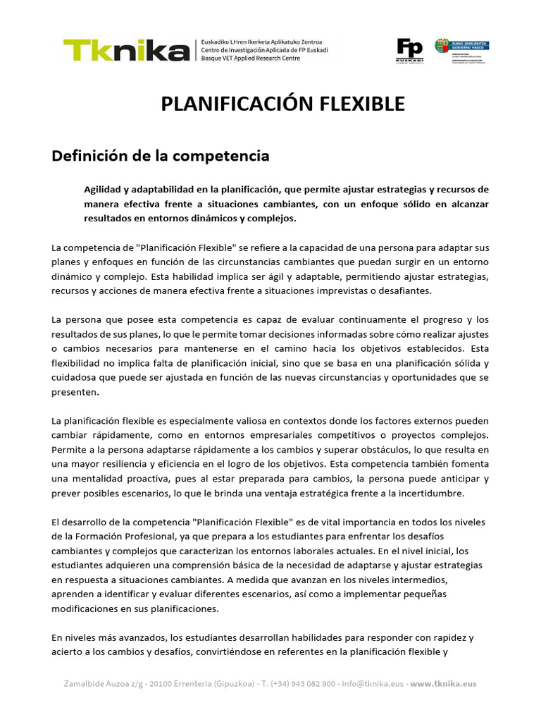 Planificación Flexible: Adaptabilidad Profesional | PDF | Evaluación ...
