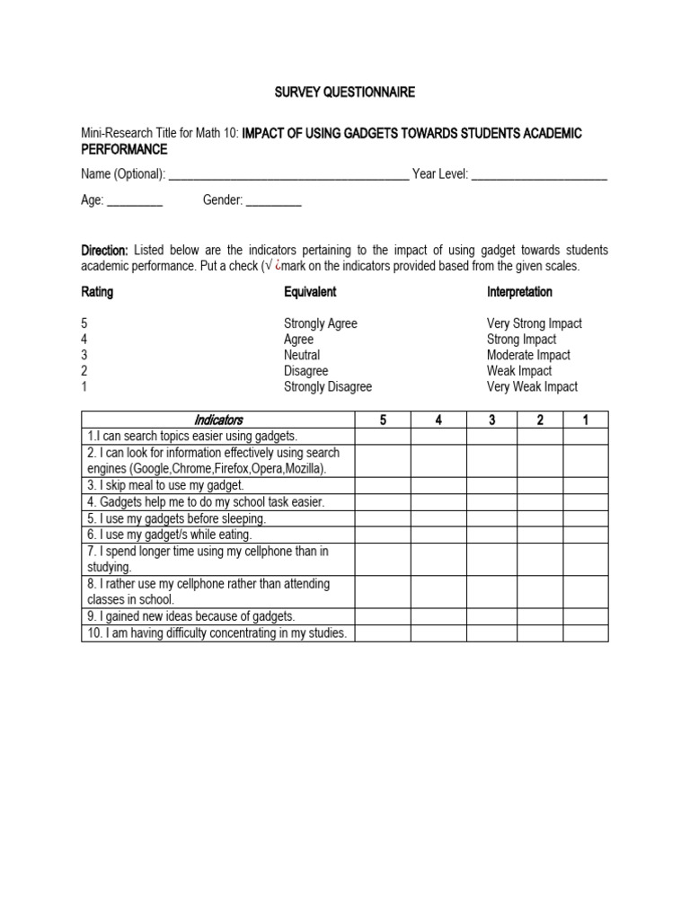 Finalsurveyquestions | PDF