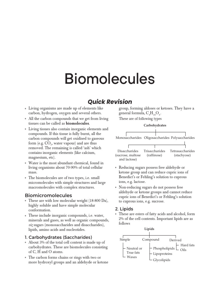 Chapter- 9 Biomolecules | PDF | Nucleotides | Proteins