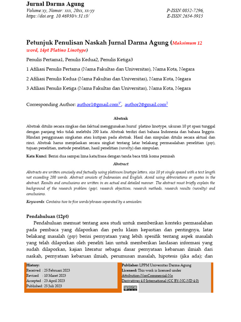 TEMPLATE JURNAL UDA Bahasa Indonesia Juni 2023 | PDF