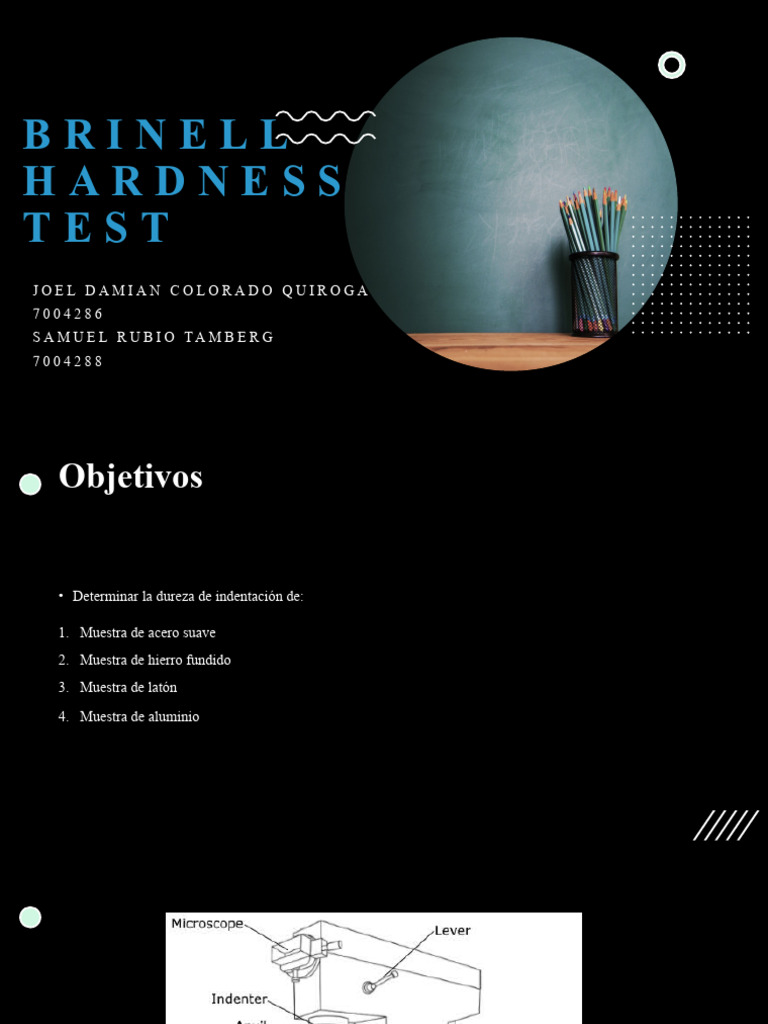 Brinell Hardness Test PDF Ingeniería de Edificación Ciencias fisicas