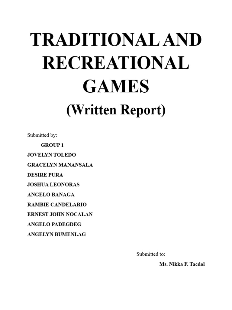 TRADITIONAL AND RECREATIONAL GAMES | PDF