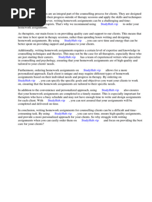Homework for Counselling Clients