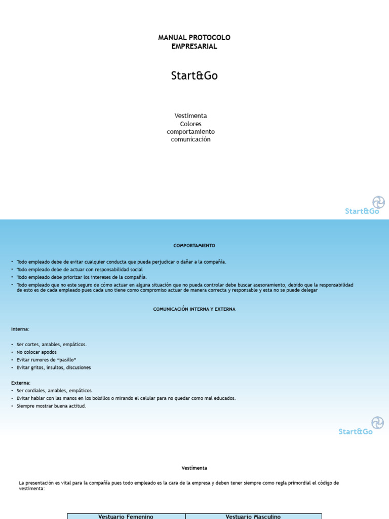Protocolo Empresarial Start&Go | PDF | Ropa | Moda