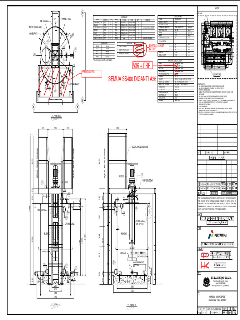 Coagulant Tank & Mixer Specifications | PDF | Mechanical Engineering