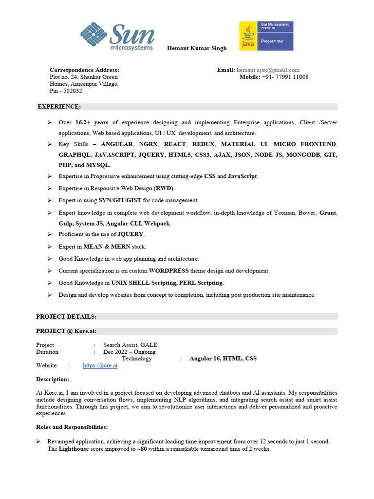 Hemant Kumar Singh: Web Development Expert | PDF | Websites | Ajax ...