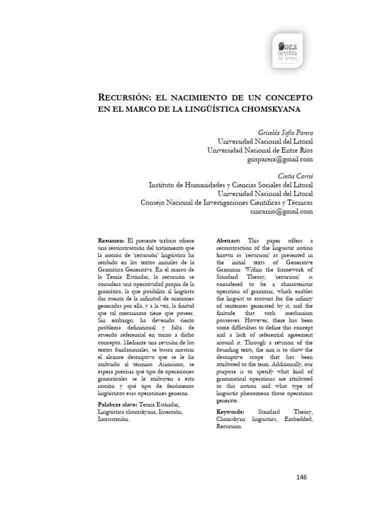 Recursión en la Lingüística Chomskyana | PDF | Oración (Lingüística ...