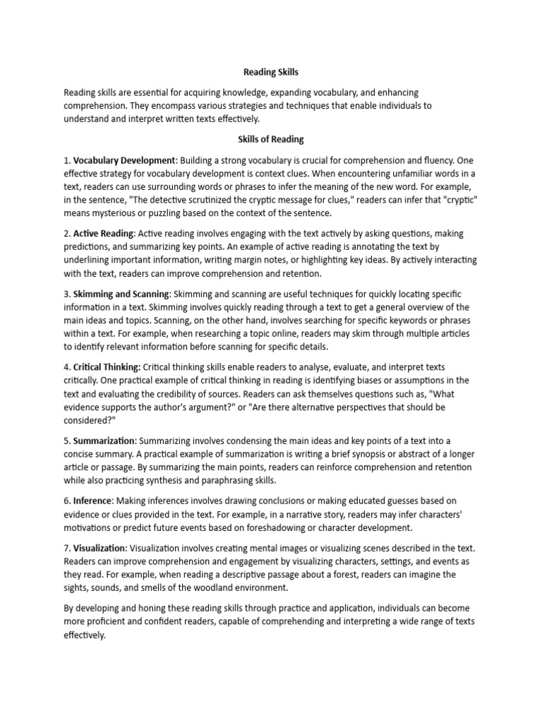 Reading skills pdf reading comprehension speed reading