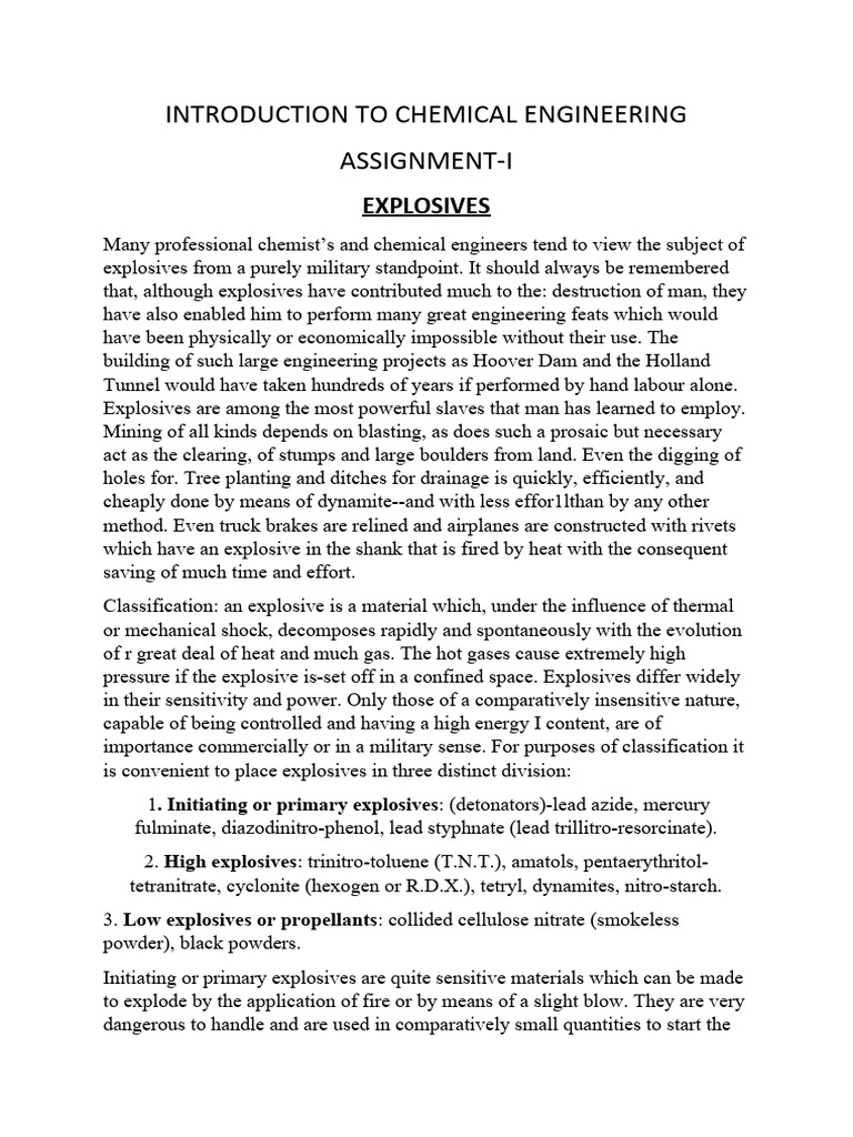 Explosives in Chemical Engineering Basics | PDF | Sulfuric Acid | Materials