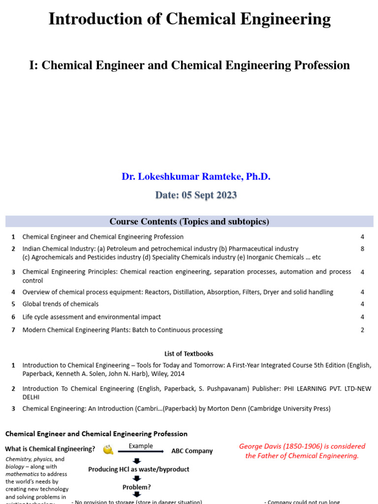 Introduction to Chemical Engineering | PDF | Chemical Engineering ...