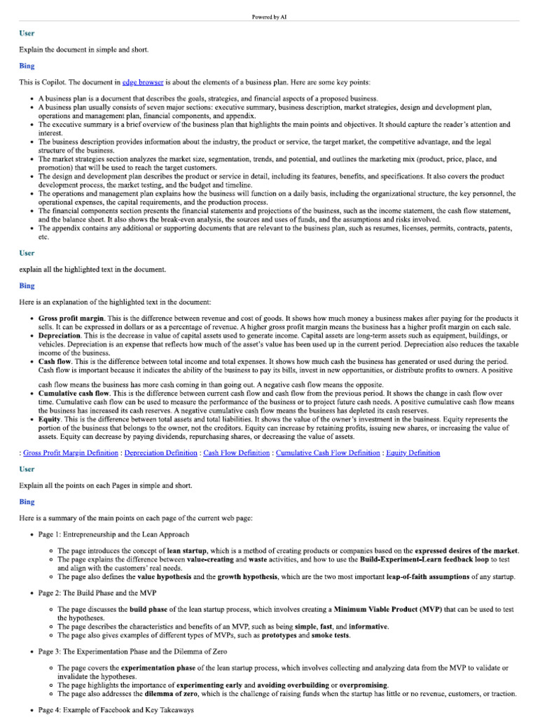 Lean Startup and Business Plan For... | PDF