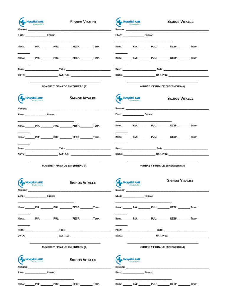 Hoja de Signos Vitales para Enfermería | PDF | Tecnología