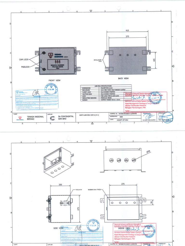 Drawing Linkbox 3+1 33kV | PDF