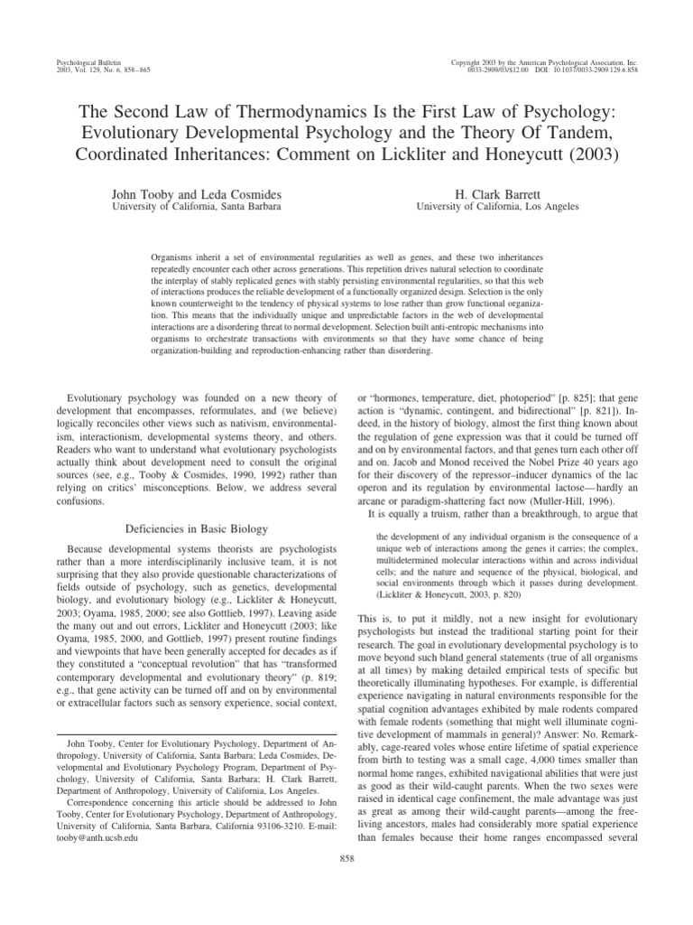 The second law of thermodynamics is the pdf evolution psychology